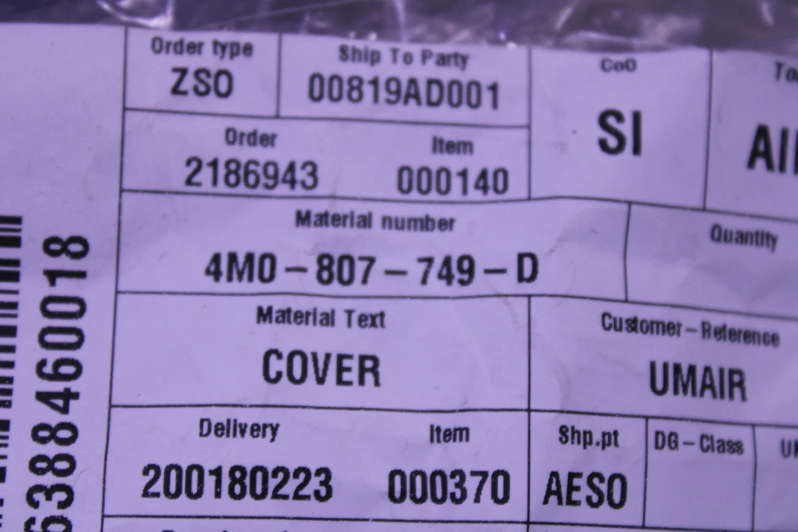 AUDI END CAP 4M0807749D