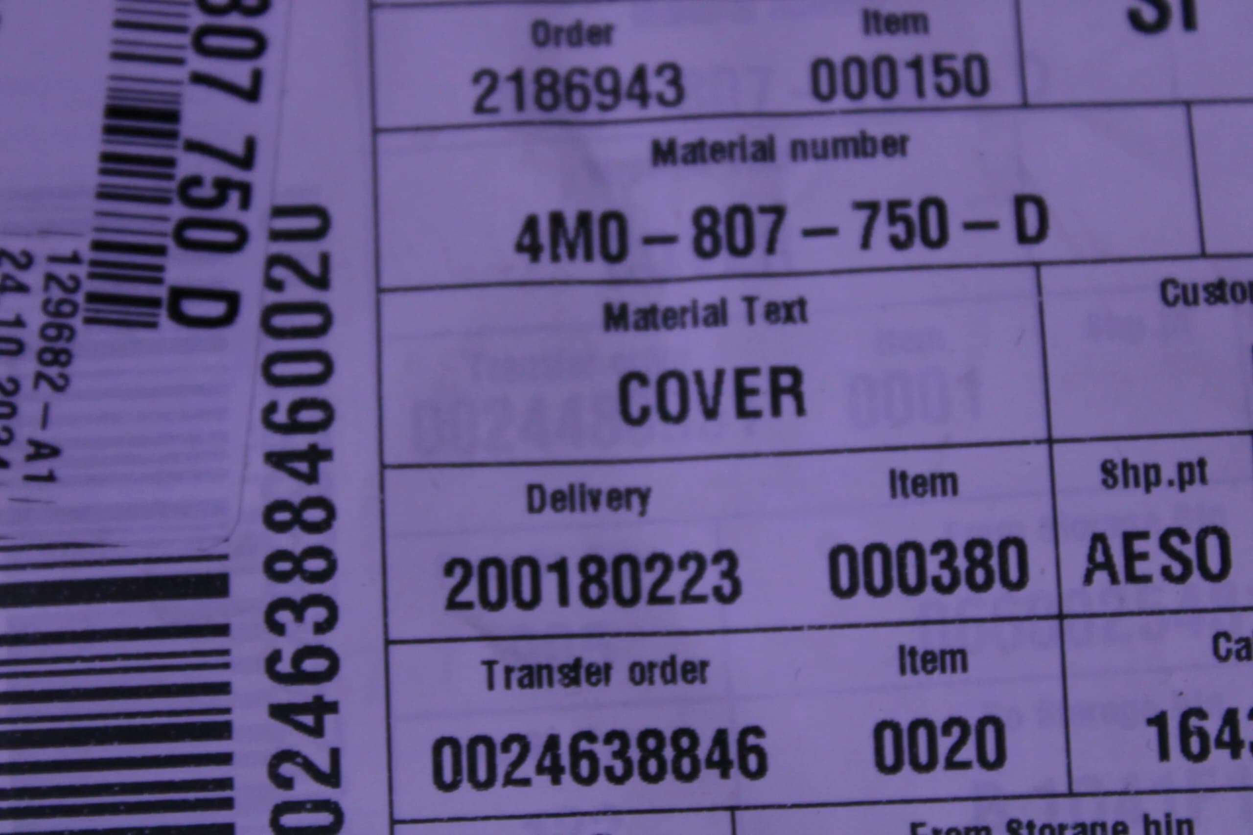 AUDI END CAP 4M0807750D