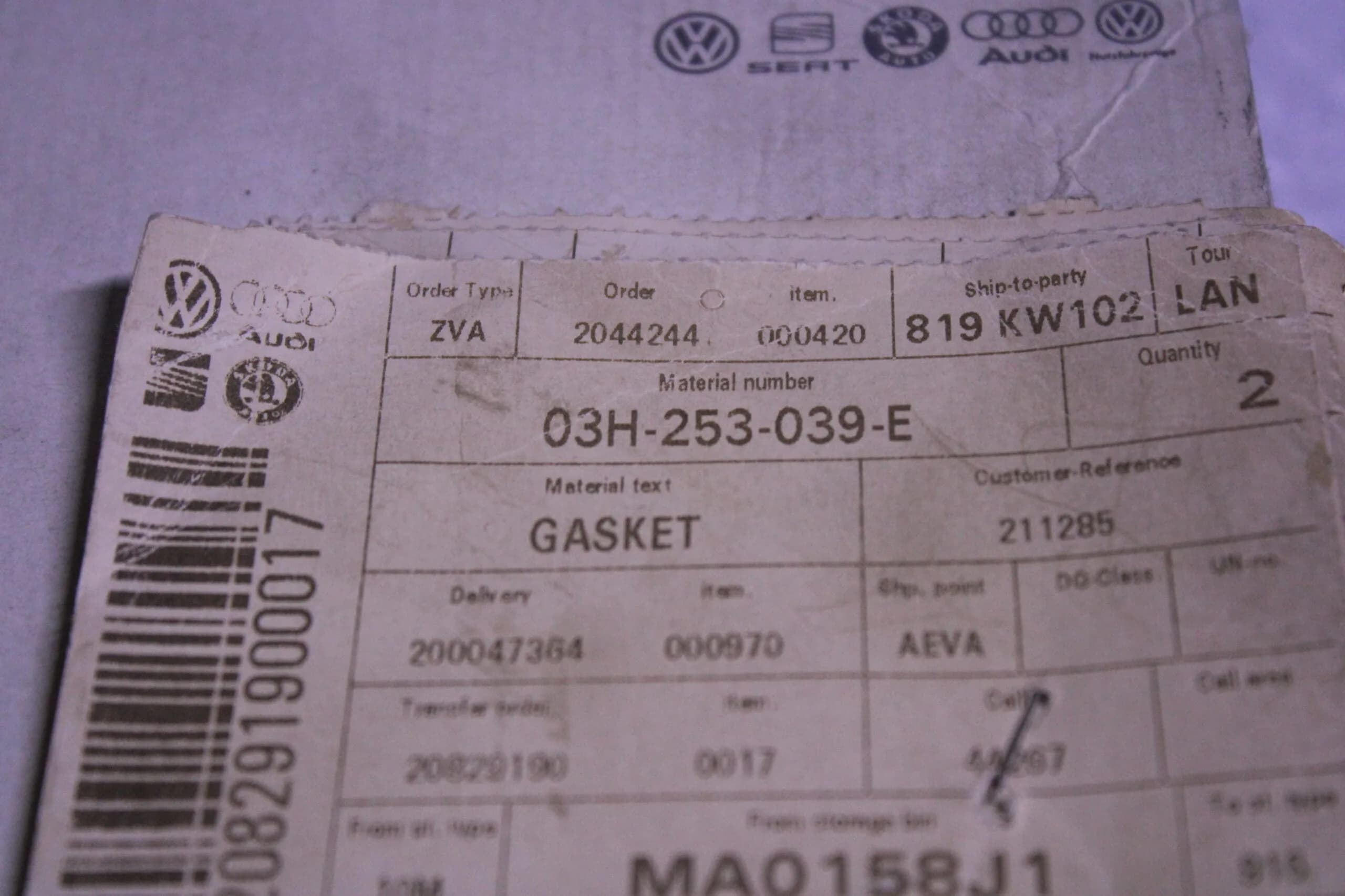Audi Q7 Seal 03H253039H